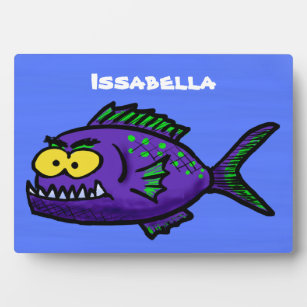 Piranha fish cartoon plaque