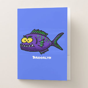 Piranha fish cartoon pocket folder