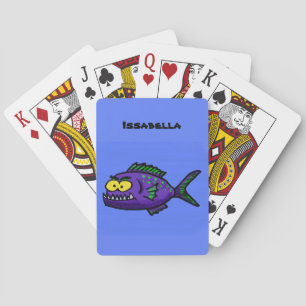 Piranha fish cartoon poker cards