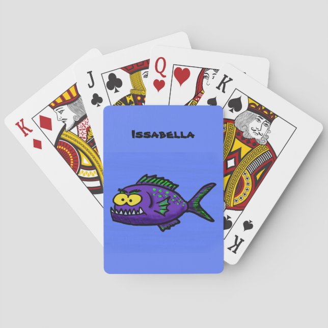 Piranha fish cartoon poker cards (Back)