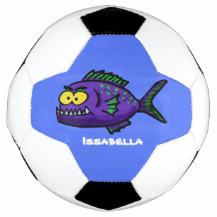 Piranha fish cartoon soccer ball