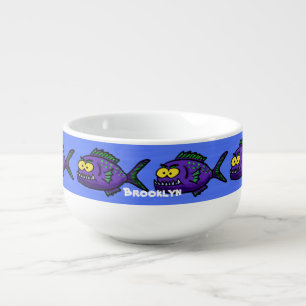 Piranha fish cartoon soup mug