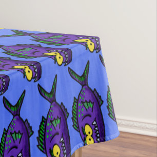 Piranha fish cartoon tablecloth