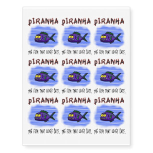 Piranha fish cartoon temporary tattoos