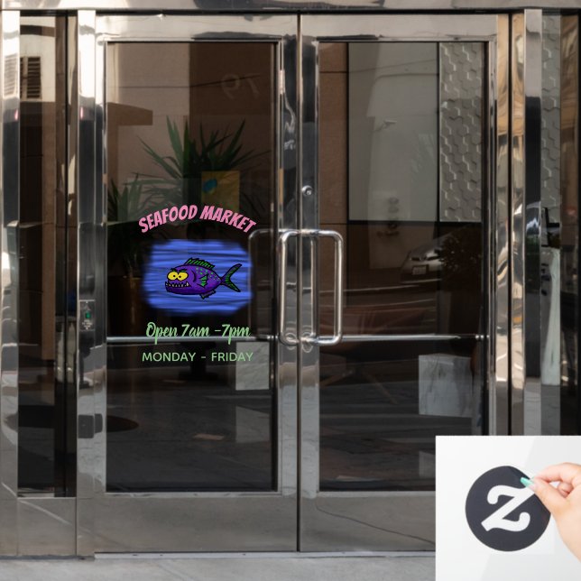 Piranha fish cartoon window cling (Office Door)