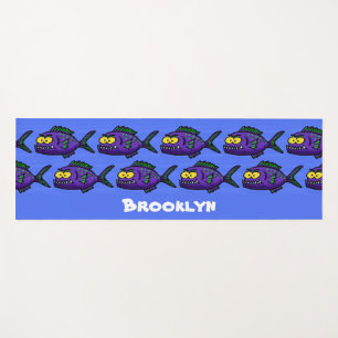 Piranha fish cartoon yoga mat