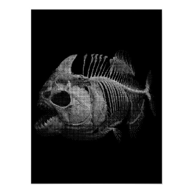 Piranha Fish Skeleton Fishing Gift Poster (Front)