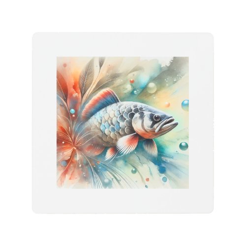 Piraputanga Fish 280624AREF114 _ Watercolor Metal Print