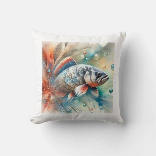 Piraputanga Fish 280624AREF114 _ Watercolor Throw Pillow