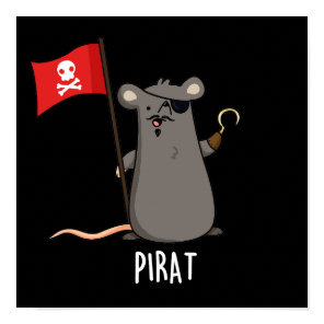 Pirat Funny Pirate Rat Pun Dark BG Poster