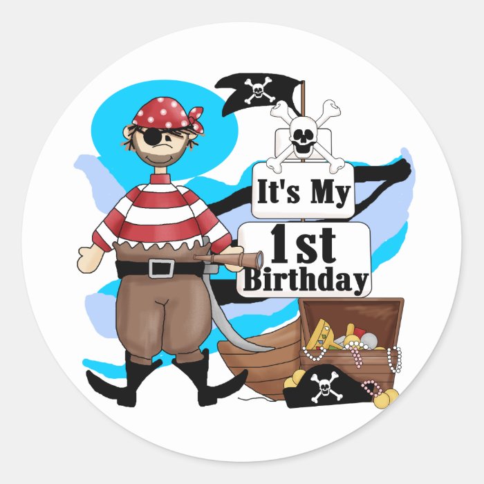 Pirate 1st Birthday T shirts and Gifts Stickers