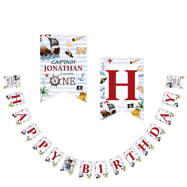 Pirate 1st Happy Birthday Party Bunting Flags (Creator Uploaded)