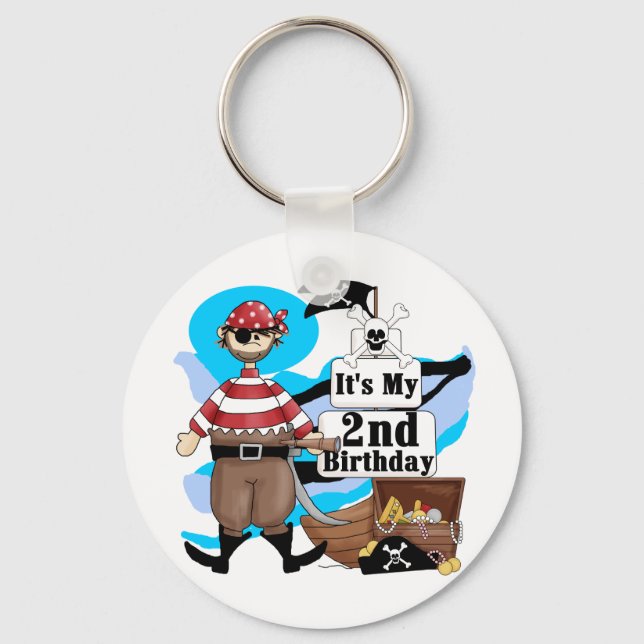 Pirate 2nd Birthday T-shirts and Gifts Keychain (Front)
