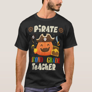 Pirate 2Nd Grade Teacher Jack O Lantern Halloween T-Shirt