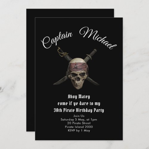 Pirate 30th Birthday Party  Invitation