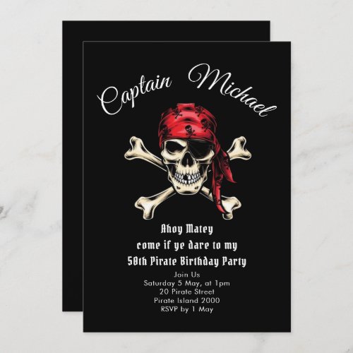 Pirate 50th Birthday Party  Invitation