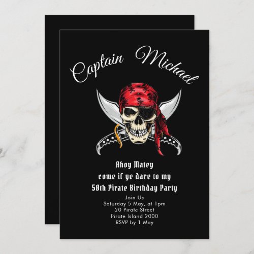 Pirate 50th Birthday Party  Invitation