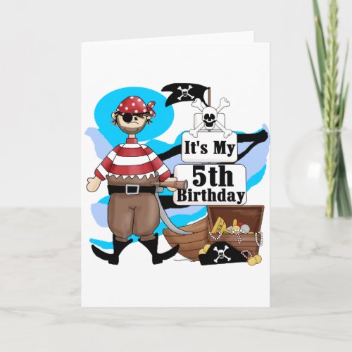 Pirate 5th Birthday Tshirts and Gifts Card