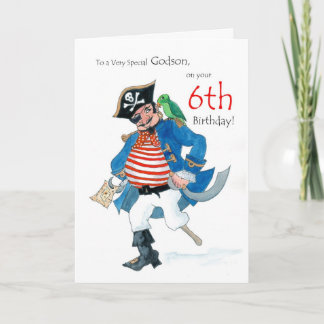 Pirate 6th Birthday Card for a Godson