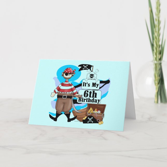Pirate 6th Birthday t-shirts and Gifts Card (Front)