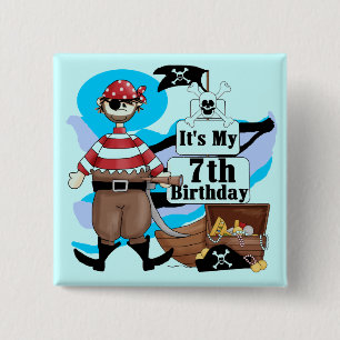 Pirate 7th Birthday Tshirts and Gifts Button
