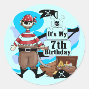 Pirate 7th Birthday Tshirts and Gifts Classic Round Sticker