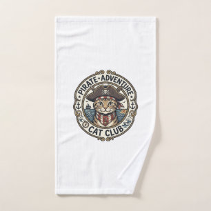 Pirate Adventure Cat POD Vector Art - Pirate Adven Hand Towel