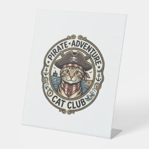 Pirate Adventure Cat POD Vector Art - Pirate Adven Pedestal Sign