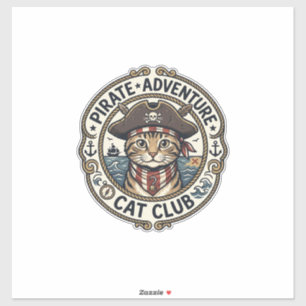 Pirate Adventure Cat POD Vector Art - Pirate Adven Sticker