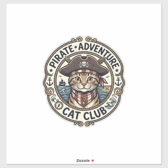 Pirate Adventure Cat POD Vector Art - Pirate Adven Sticker (Sheet)