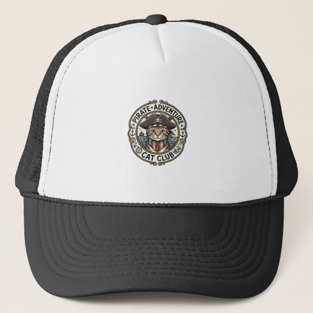 Pirate Adventure Cat POD Vector Art - Pirate Adven Trucker Hat (Front)