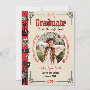 Pirate Adventure Story Book Graduation Invitation