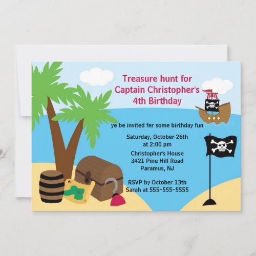 Pirate Ahoy Mates Birthday Party Invitation