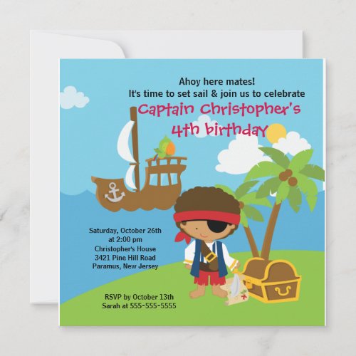 Pirate Ahoy Mates Birthday Party Invitation Boy