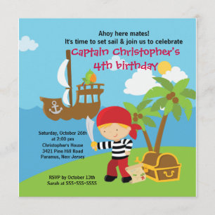Pirate Ahoy Mates Birthday Party Invitation Boy