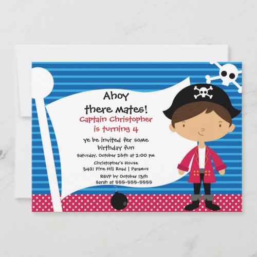 Pirate Ahoy Mates Birthday Party Invitation Boy