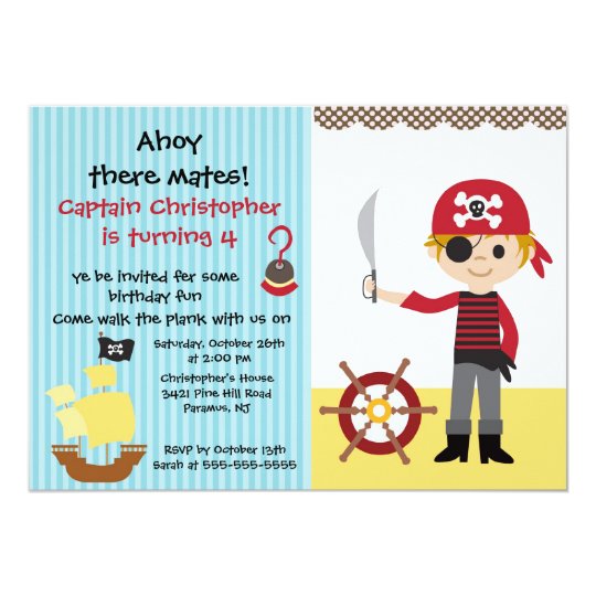 Pirate Ahoy Mates Birthday Party Invitation Boy | Zazzle.com