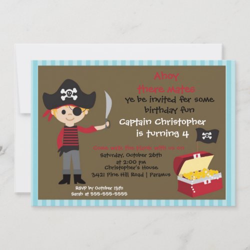 Pirate Ahoy Mates Birthday Party Invitation Boy