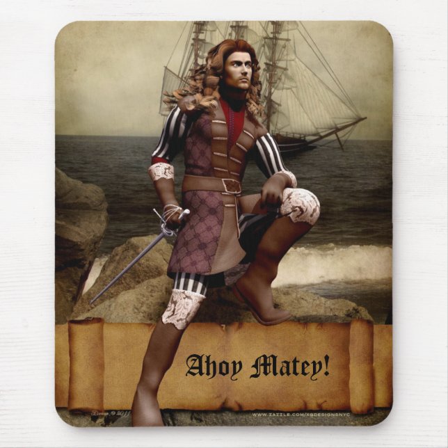Pirate - Ahoy Matey - Customizable Mousepad (Front)