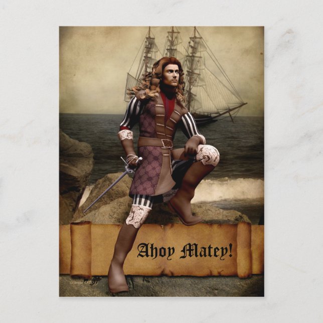 Pirate - Ahoy Matey - Postcard Customizable (Front)