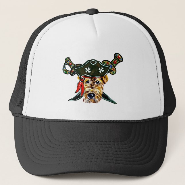 Pirate Airedale Trucker Hat (Front)