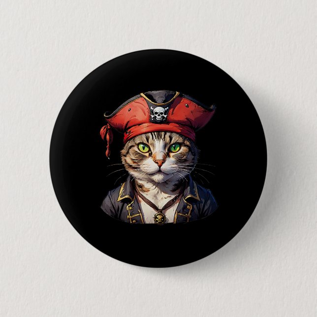Pirate And Cat The Feline Buccaneer  Button (Front)