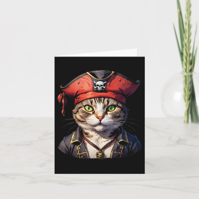 Pirate And Cat The Feline Buccaneer  Card (Front)