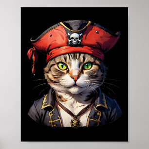 Pirate And Cat The Feline Buccaneer Poster
