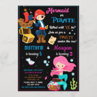 Pirate and Mermaid birthday invitation Two theme