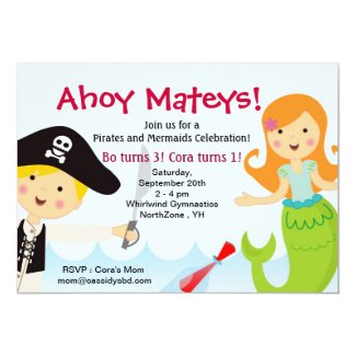 Pirate and Mermaid Birthday Party invitation