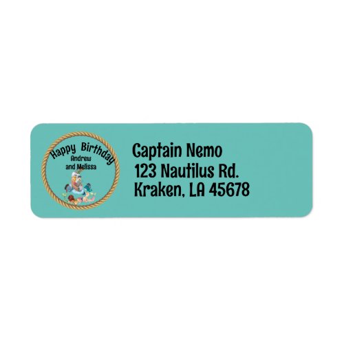 Pirate and Mermaid Birthday Return Address Label