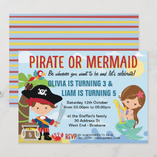 Pirate and Mermaid Invitation