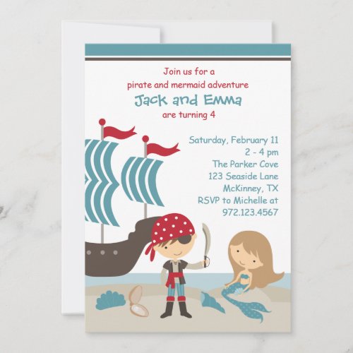 Pirate and Mermaid Invitation