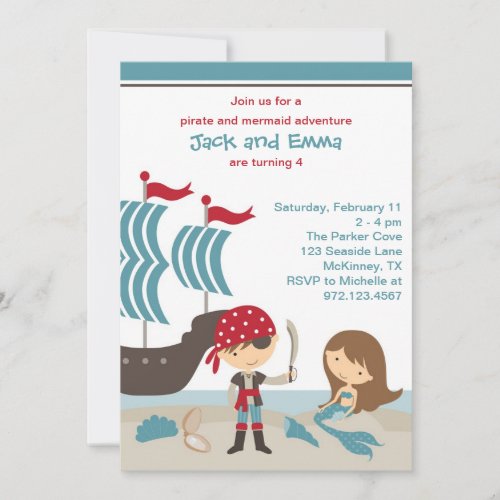 Pirate and Mermaid Invitation